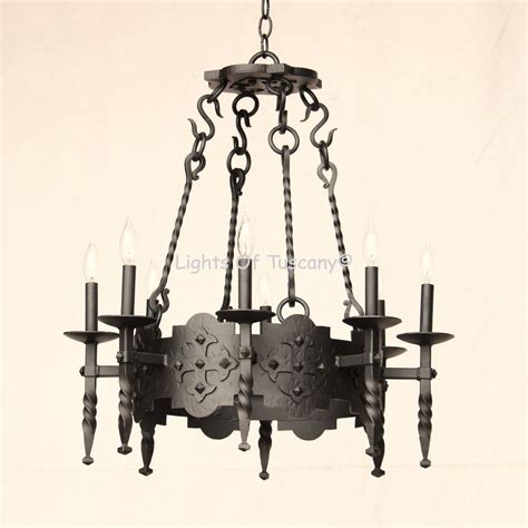 Lights of Tuscany 1730-8 Gothic Style Wrought Iron Chandelier