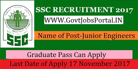 Staff Selection Commission Recruitment 2017- Junior Engineers