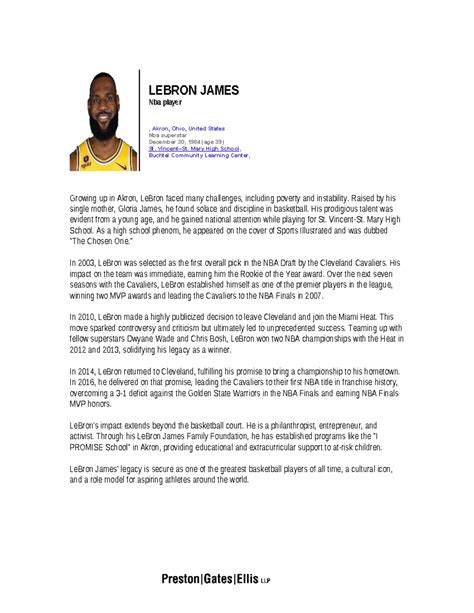 Biography-lebron james - LEBRON JAMES Nba player , Akron, Ohio, United ...
