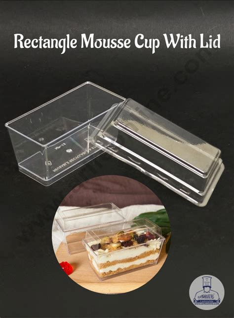 CAKE DECOR™ Transparent Rectangle Mousse Cups with Lids | Dessert Cups ...