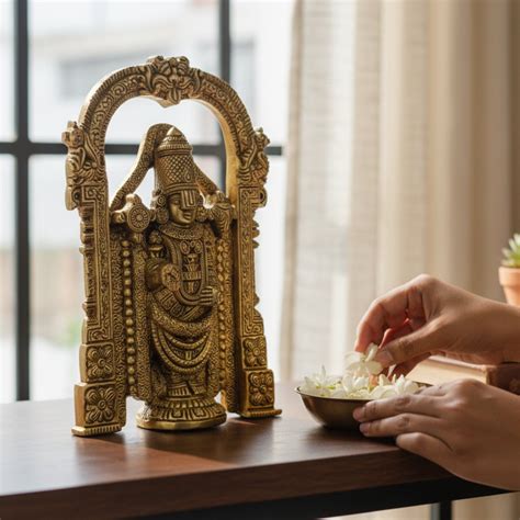 Golden Brass Tirupati Balaji Idol Lord Venkateswara Murti – eCraftIndia