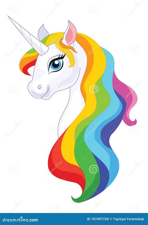 Unicorn Head Isolated on White Background. Vector Illustration. Stock ...