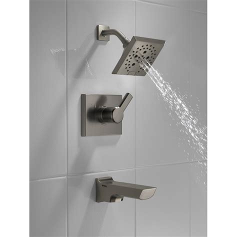 Delta Pivotal Lumicoat Black Stainless 1-handle Multi-function Square ...