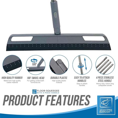 Floor Squeegee Rubber Handle Wiper Wet Room Heavy Duty Industrial Large ...