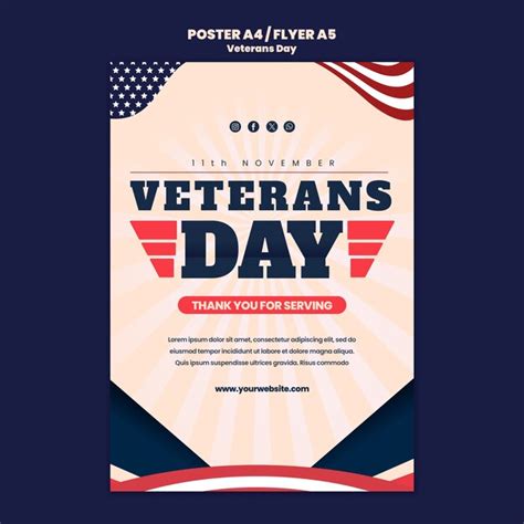 Veterans day celebration poster template | Free PSD