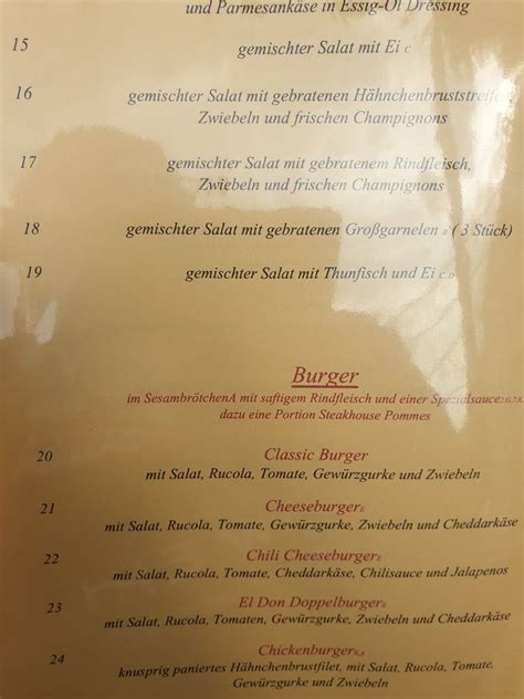 Speisekarte von El Don steakhaus, Teltow