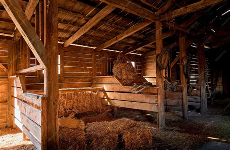 Premium Photo | Inside old barn farm straw