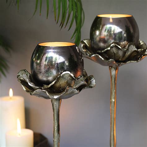 Dark Glass Orb Votive with Long Stand – Mora Taara