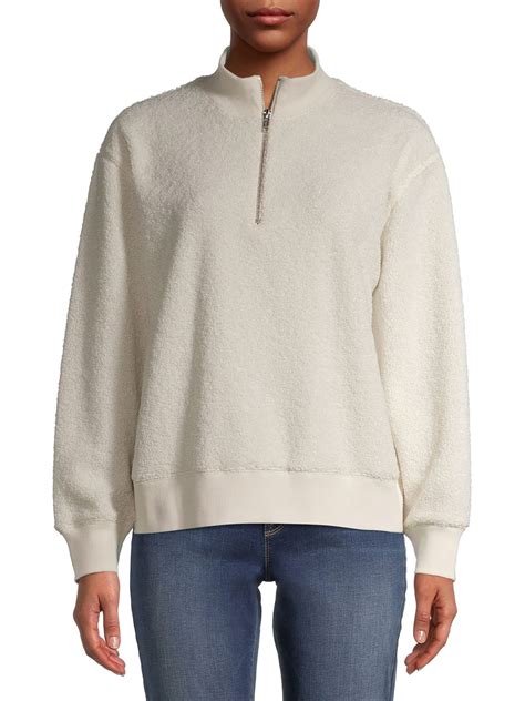 Time and Tru Women's Sherpa Quarter Zip Sweater - Walmart.com | Womens ...