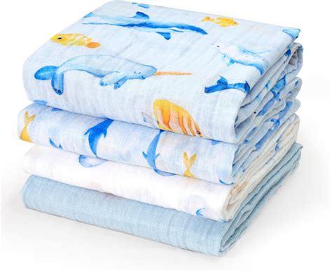 Amazon.com: david's kids 4 Pack Baby Muslin Swaddle Blankets, 100% ...