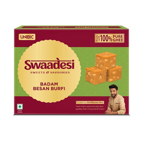 Unibic Swaadesi Desi Ghee Badam Besan Burfi 200g : Amazon.in: Grocery ...