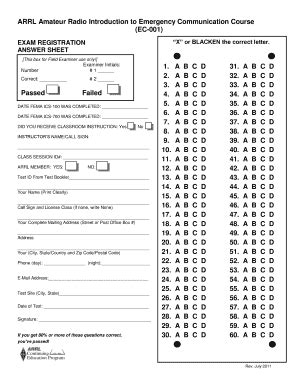 ARRL Emergency Communication Exam Registration - Blank Fillable ...