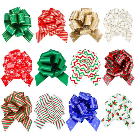 Amazon.com: 12 Pcs Large Christmas Pull Bows for Gift Wrapping - 5 Inch ...