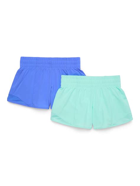 Athletic Works Girls Printed and Solid Active Running Shorts, 2-Pack ...
