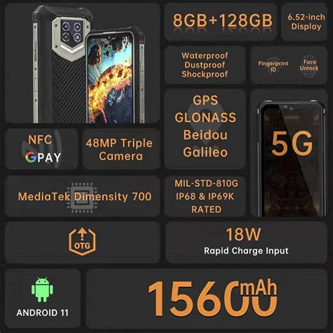 OUKITEL 5g Unlocked Rugged Smartphone, WP15 15600mAh India | Ubuy