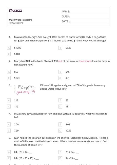 Image result for 5th Grade Math Word Problems
