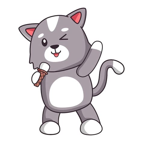 Tragende Eiscreme der netten Katzenillustration | Premium Vektor