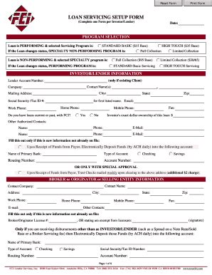 Fillable Online LOAN SERVICING SETUP FORM - FCI Lender Services, Inc ...