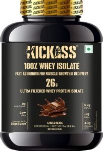 kickass 100% Whey Protein Isolate Choco Bliss Flavoured With Digestive ...