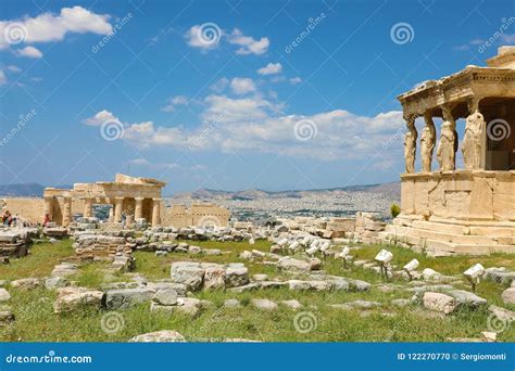 Porch of World Famous Caryatids in Erechtheion on Acropolis Hill ...