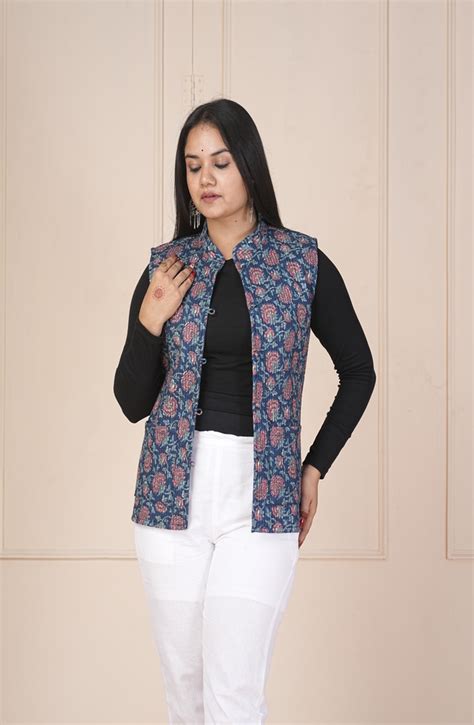 Pretty Quilted Jacket In Blue