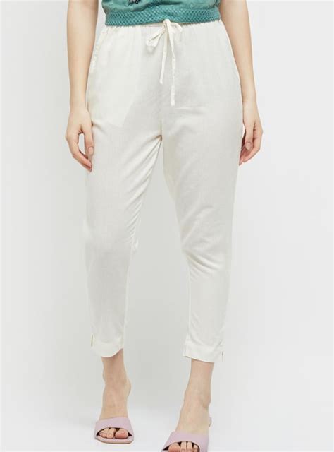 Buy Women Solid Drawstring Waist Trousers Online at just Rs. 499.0 ...