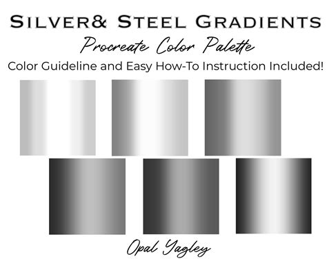 Metallic Color Palettes Bundle / 120 Metal Gradient Procreate Color Swatches / Gold Silver Rose ...