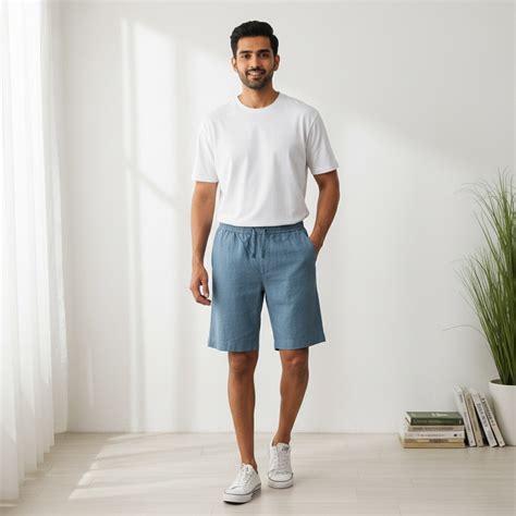 Classic Shorts- 100% Premium Linen - Men's Shorts - Aqua Blue – Rimore