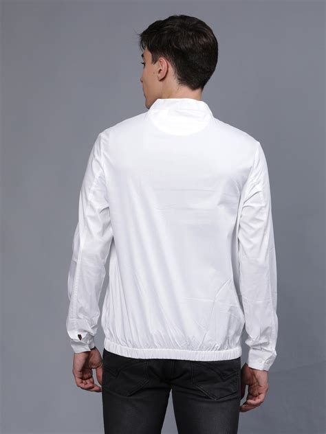 Shop Pure Solid Lightweight White Bomber Jacket for Men