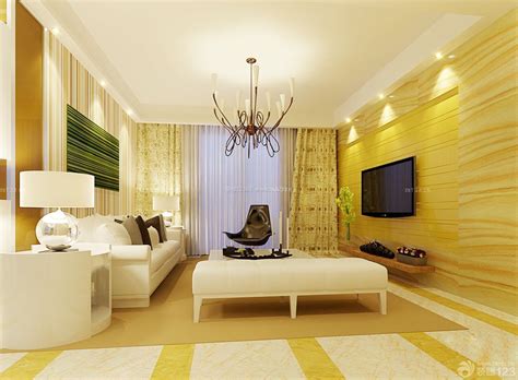 黄色温暖舒适空间 客厅瓷砖铺贴效果图-陶瓷网