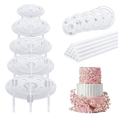 5 Tier Cake Separator Plates Supports Acrylic Clear Cake Boards ...