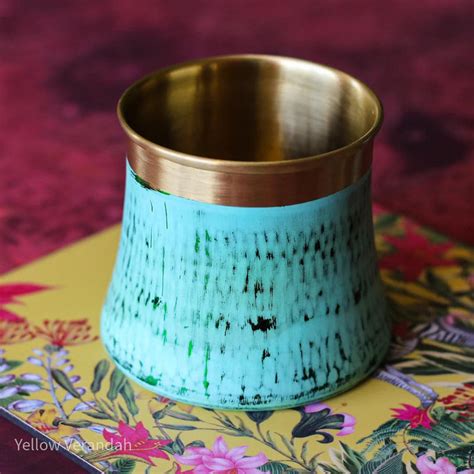 Pure Brass Patina Sharbat Glass – Yellow Verandah