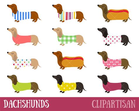 Dachshunds Clipart | Sausage Dogs Clip Art | Weiner Dogs Printables ...