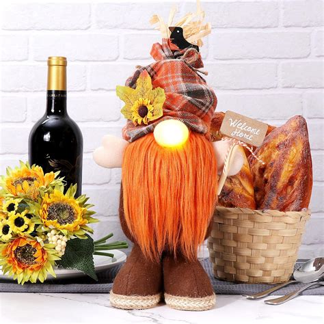 GMOEGEFT Fall Gnome Plush with Lighted Nose, Rustic Plaid and India | Ubuy