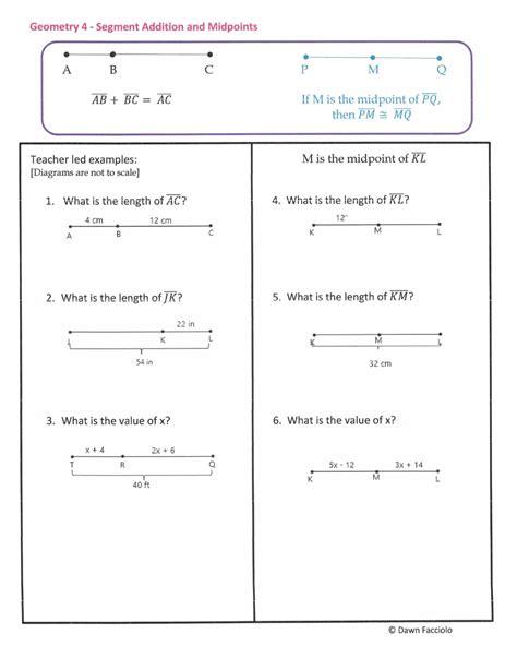 Segment Addition Postulate Worksheet