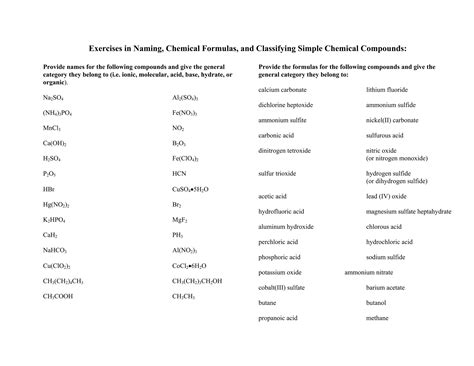Worksheet, inorganic nomenclature | PDF