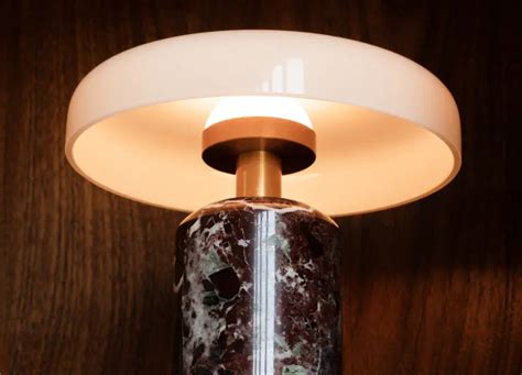 Alba Burgundy Marble Portable Table Lamp | Gharko