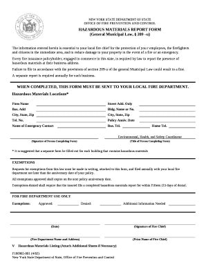 New York Hazardous Materials Report Form - Blank Fillable Template ...