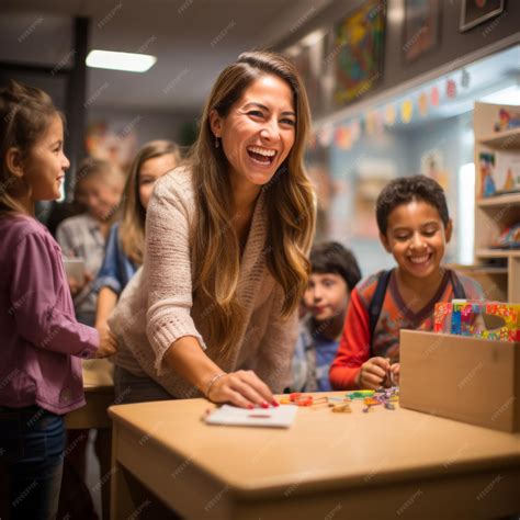 Premium Photo | Happy teacher and students in classroom