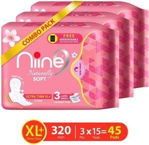 niine Naturally Soft Ultra Thin XL+ SUPER SAVER Sanitary Napkins ...