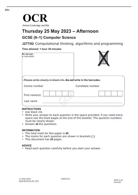 Image result for Computer Science OCR 9. Mark Question Structure