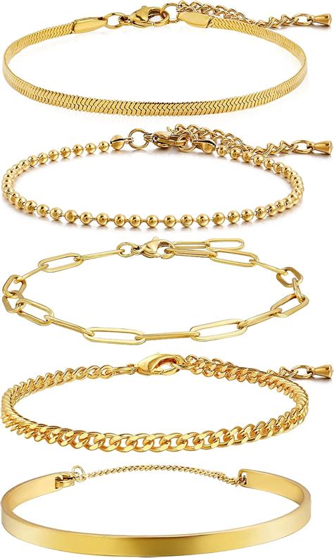 Buy CONRAN KREMIX Gold Chain Bracelets Set For Women Girls Stackable ...