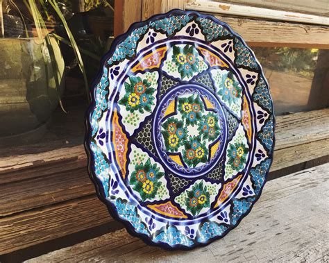 Talavera Pottery Plate Wall Hanging, Puebla Mexico Pottery, Mexican ...