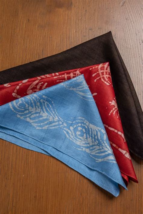TICH Heritage Batik Print Pocket Squares (Set of 3)-Sky Blue, Dark Bro ...