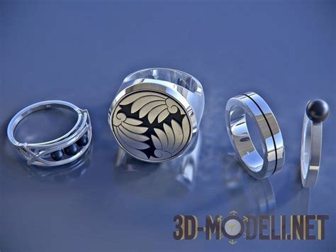 3D модель – Набор серебряных колец