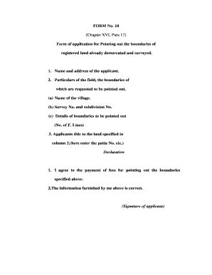 Form Of Application For Pointing Out The Boundaries Of Registered ...