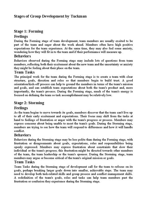Stages of Group Development: Tuckman's Model Explained - Studocu