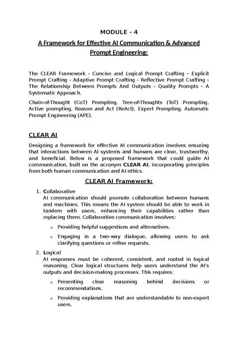 Module 4: The CLEAR Framework for Effective AI Communication - Studocu