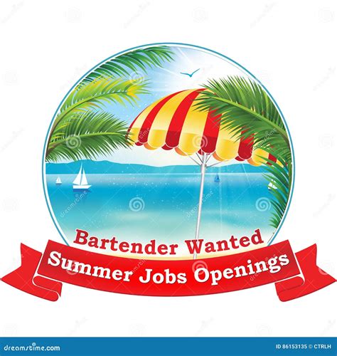 Summer Jobs Openings. Bartender Wanted Stock Illustration ...