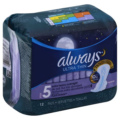 Always Ultra Thin Extra Heavy Overnight Size 5 Maxi Pads 12 ct | Shipt